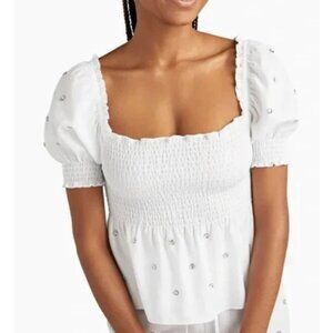 HILL HOUSE jewel jammie top in white size M